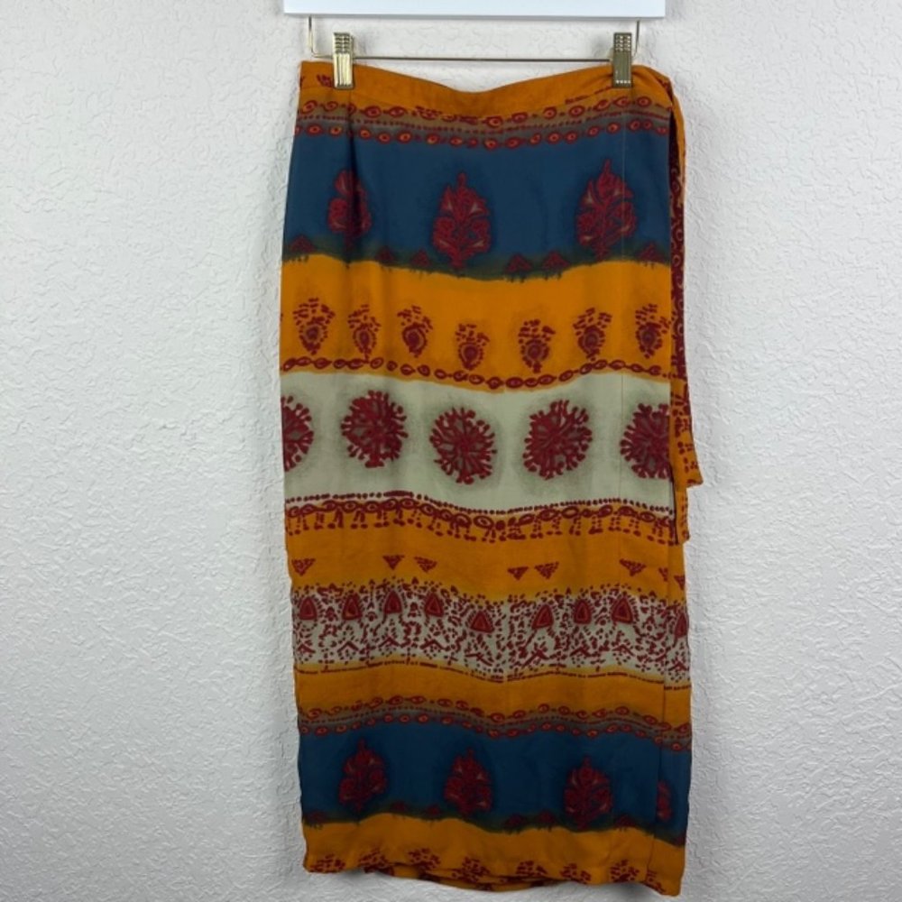 OLIVIER STRELLI Womens EU 42 US 12 Multicolor Midi Skirt Side Tie